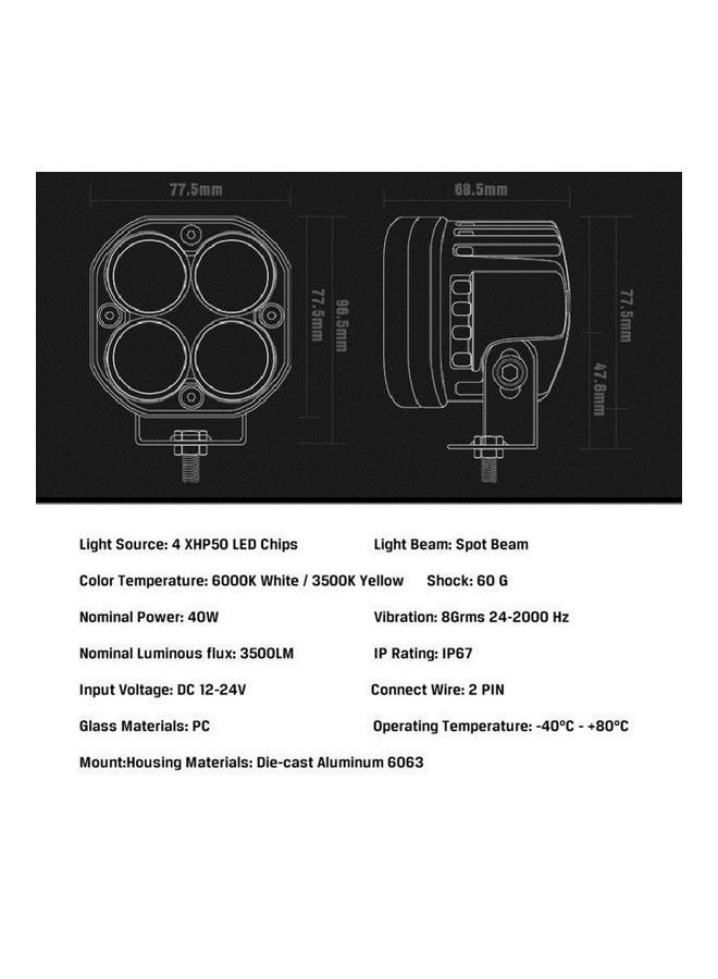 40W Waterproof LED Off-Road Fog Driving Light One Set - Image 3